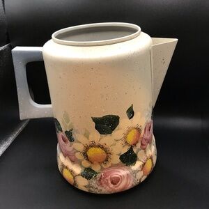 Vintage Metal Percolator Hand Painted Cottage Core, Farmhouse